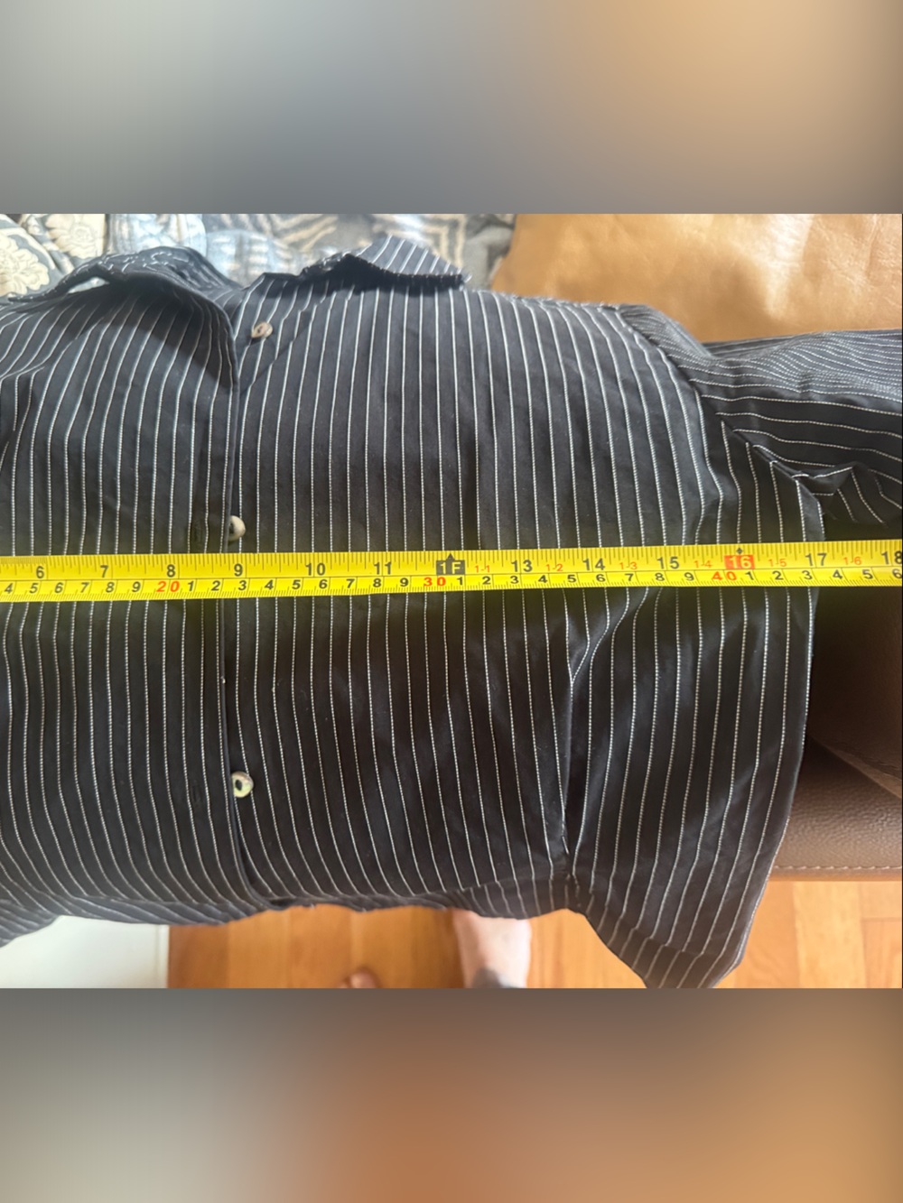 A. Bronze Age Black Pinstripe Short Sleeve Button-Down Shirt - Picture 4 of 5